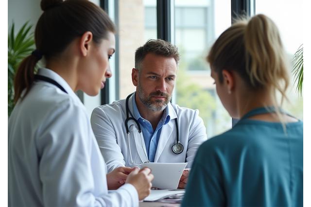 Une équipe d'experts médicaux collaborant pour la recherche et l'information.